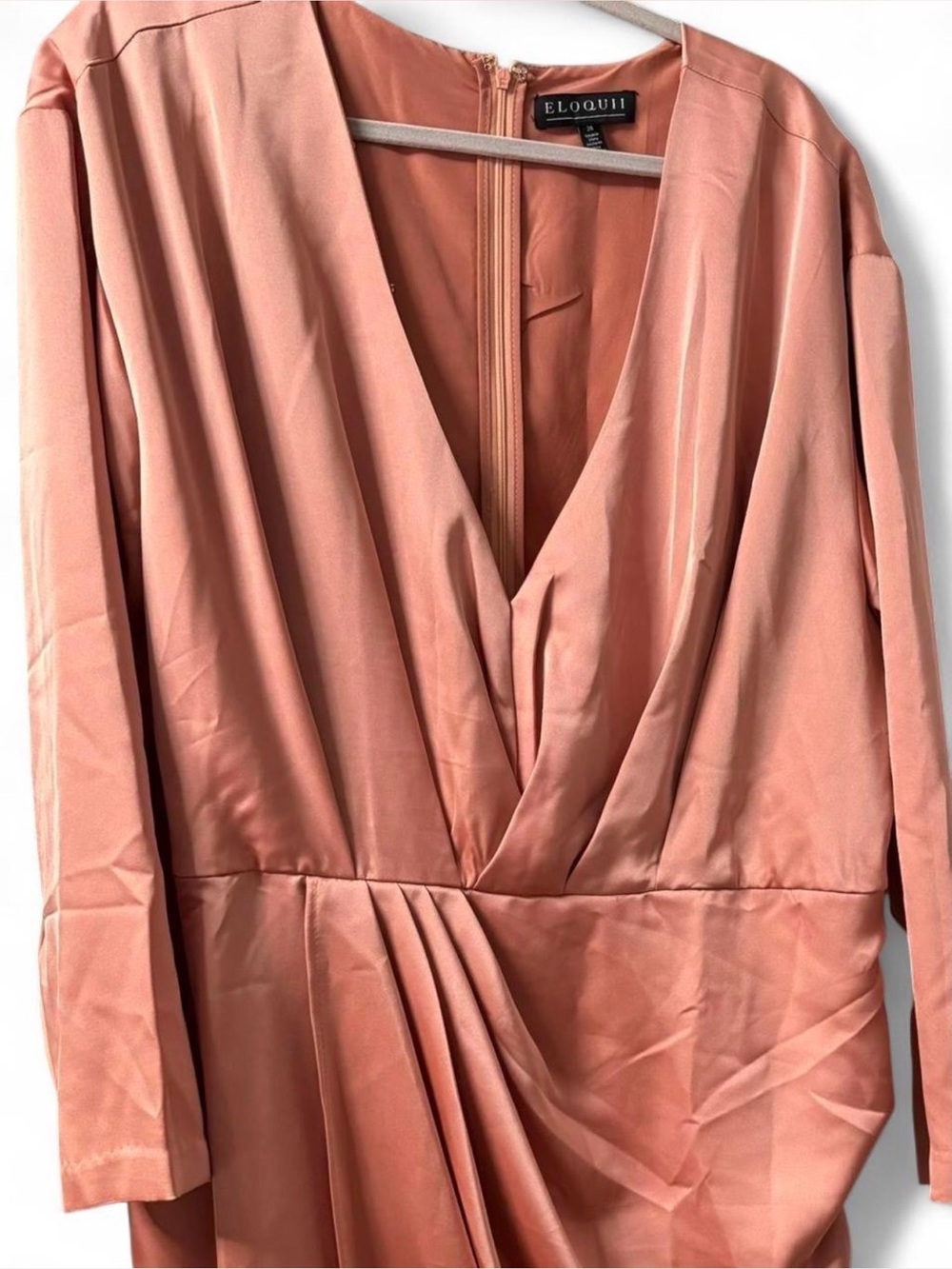 Eloquii Long Sleeve Dress in Dusty Peach
